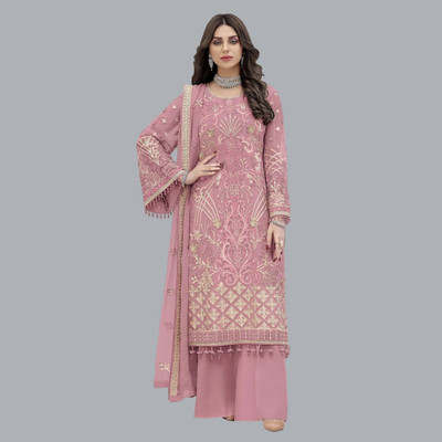 IYALAFAB Georgette Embroidered Salwar Suit Material