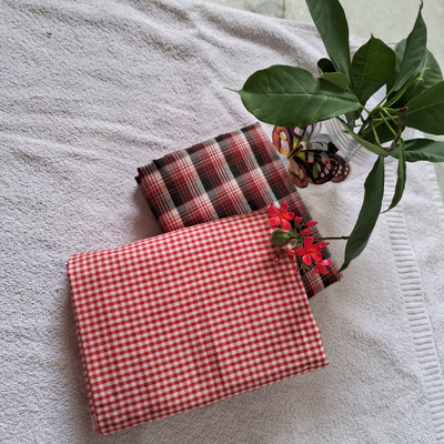 s n textiles Cotton Blend Checkered Shirt Fabric