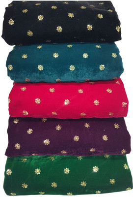 Durga Velvet Embroidered, Embellished Blouse Material