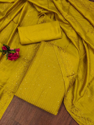 kritanya creation Cotton Blend Embroidered Kurta & Churidar Material