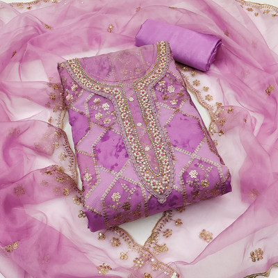 ShopGlobal Chiffon Embellished Salwar Suit Material