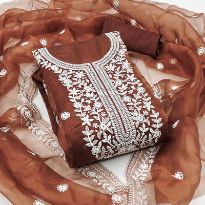 Jaipur Kurti Organza Floral Print Salwar Suit Material