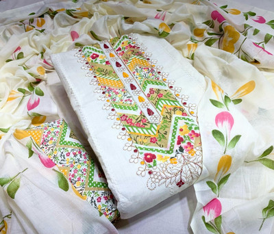 VC Fashion Pure Cotton Embroidered, Floral Print Salwar Suit Material