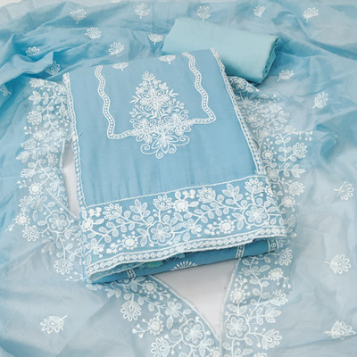 ShopGlobal Cotton Blend Embroidered Salwar Suit Material