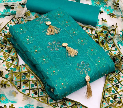Zanzar Enterprise Pure Cotton Embroidered Kurta & Churidar Material