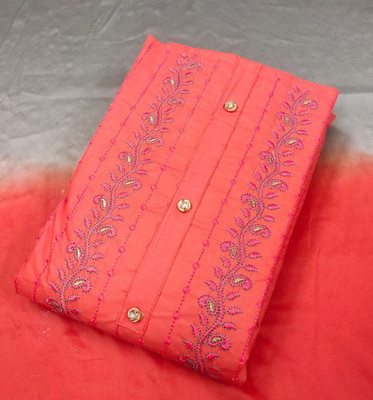 DESIGNERSPOT Cotton Blend Embroidered Kurta & Churidar Material