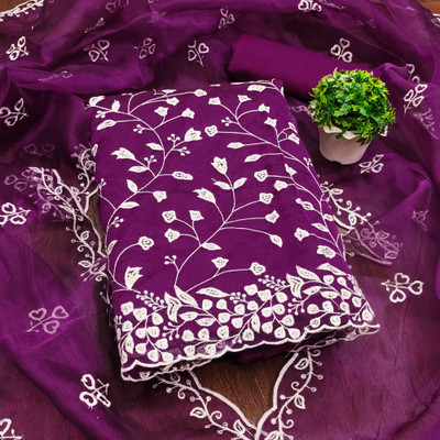 PandadiSaree Organza Embroidered Salwar Suit Material
