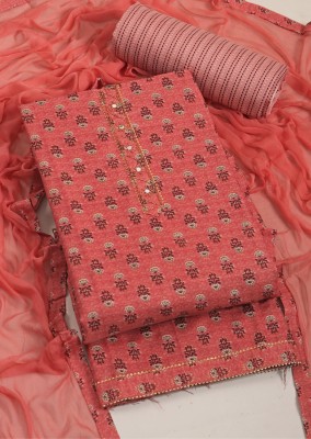 PANZORA Cotton Blend Printed Kurta & Patiyala Material