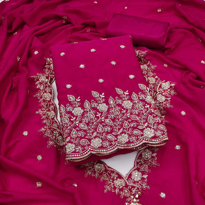NF FAB Silk Blend Embroidered Salwar Suit Material