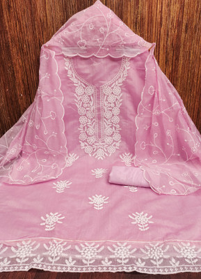 M FASHION Chanderi Embroidered Salwar Suit Material