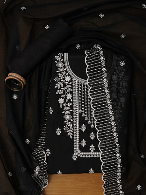 Jaipur Kurti Cotton Blend Embroidered Salwar Suit Material