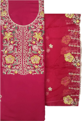 Kashmiri Cotton Blend Embroidered Salwar Suit Material