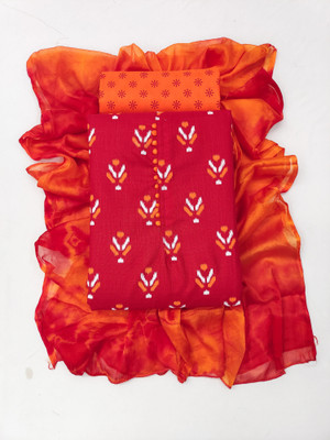 RUDRAA FAB Cotton Blend Printed Salwar Suit Material