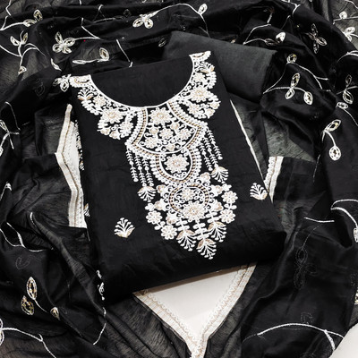 M FASHION Chanderi Embroidered Salwar Suit Material