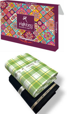 Rishtey Cotton Blend Solid, Checkered Shirt & Trouser Fabric