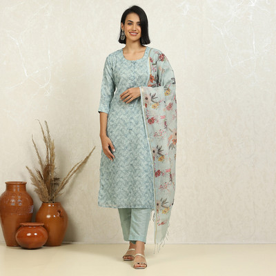 BIBA Cotton Blend Printed Salwar Suit Material
