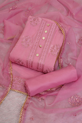 Tavas Chanderi Embroidered Salwar Suit Material