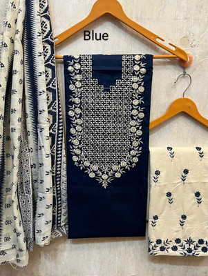 Meghdoot Textiles Pure Cotton Embroidered Salwar Suit Material