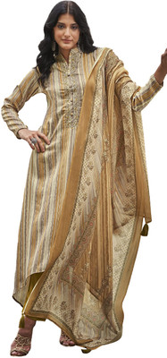 DRAVINAM Trends Wool Embroidered Salwar Suit Material