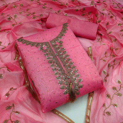 HouseOfCommon Chanderi Embroidered Salwar Suit Material