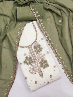 RISHA EXIM Georgette Embroidered Salwar Suit Material