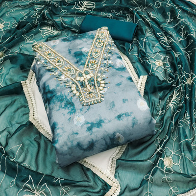 manvaa Organza Embellished Salwar Suit Material