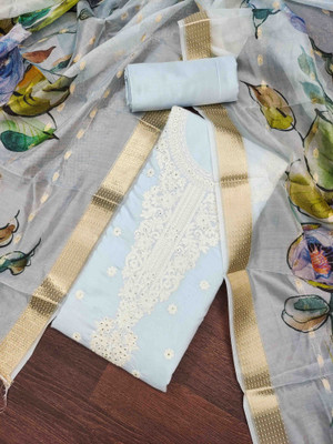 Divastri Cotton Silk Embroidered, Printed Salwar Suit Material