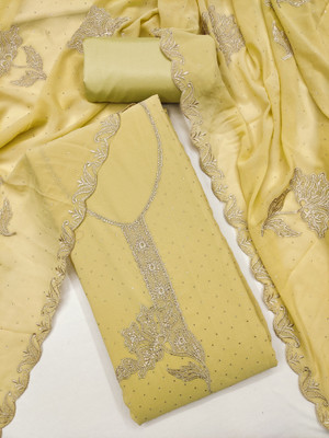 RISHA EXIM Georgette Solid, Embroidered, Self Design, Colorblock Salwar Suit Material