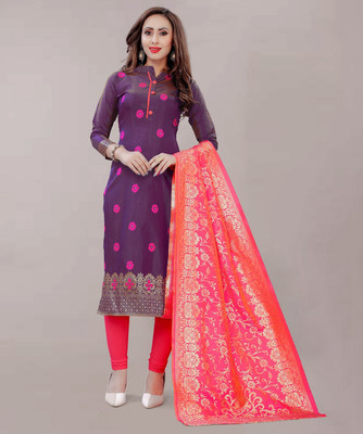 Krishiva Hub Jacquard Embroidered, Self Design Salwar Suit Material