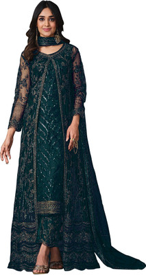 ICEQUBEFAB Net/Lace Embroidered Salwar Suit Material