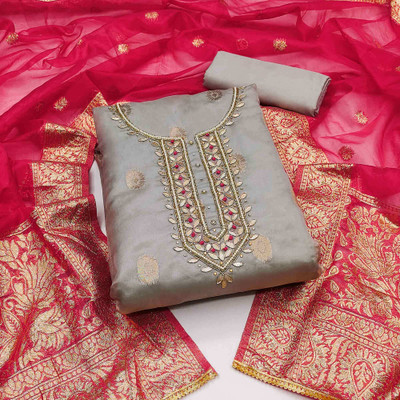 Peachmode Organza Self Design Salwar Suit Material