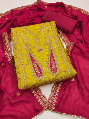 Nayanthara Trends Silk Blend Embroidered Salwar Suit Material