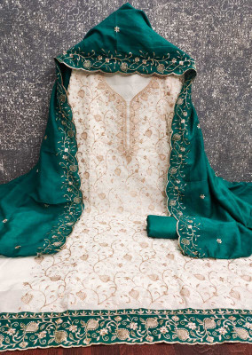 AP FAB Silk Blend Embroidered Salwar Suit Material