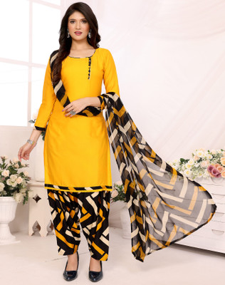 ANJAVI FASHION Crepe Solid, Floral Print, Printed, Geometric Print Salwar Suit Material