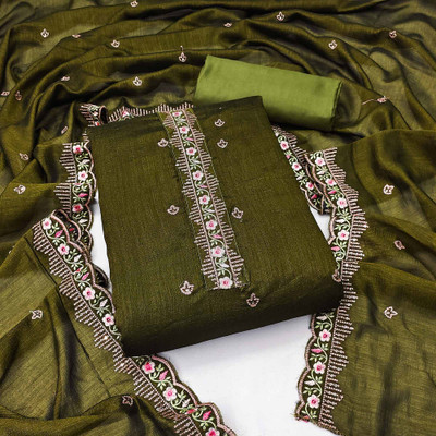 Peachmode Silk Blend Embroidered Salwar Suit Material