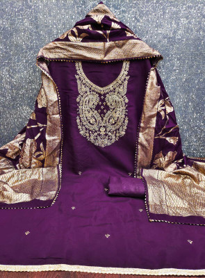 NIDHI'S FASHION Silk Blend Embroidered Salwar Suit Material