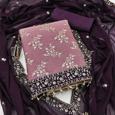 Saware Silk Blend Embroidered Salwar Suit Material