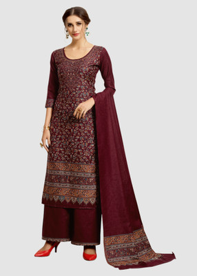 Afsa Acrylic Blend Self Design Kurta & Palazzo Material