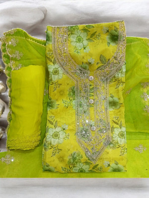 SAMYAGDARSHANA Chanderi Embellished Salwar Suit Material