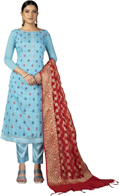 manvaa Jacquard Embroidered Salwar Suit Material