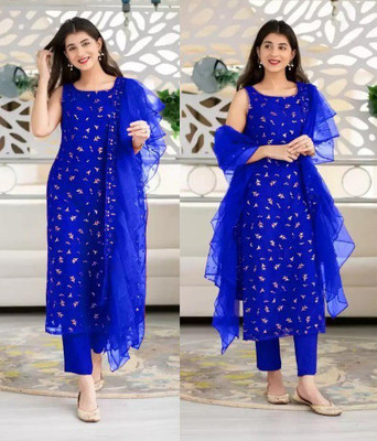JILANI TRADERS Georgette Embroidered Salwar Suit Material