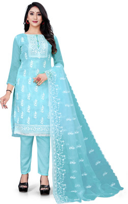 Blissta Organza Embroidered Salwar Suit Material