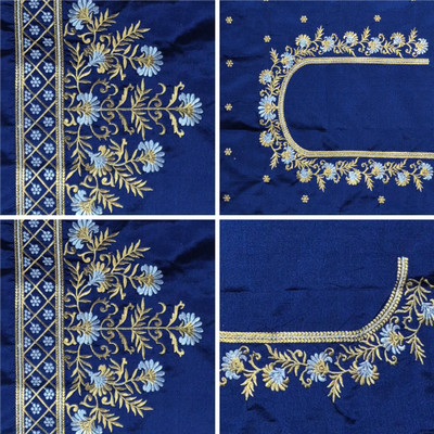 VIJ & MON Pure Silk Embroidered Blouse Material