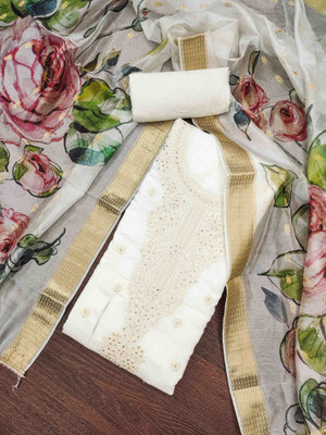 Blissta Cotton Silk Embroidered Salwar Suit Material