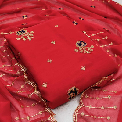 RK Creation Cotton Blend Embroidered Salwar Suit Material