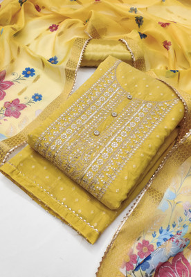 Tavas Chanderi Embroidered Salwar Suit Material