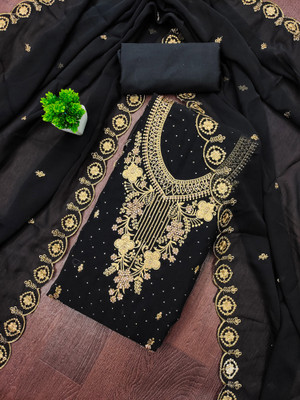 ShopGlobal Chiffon Embroidered Salwar Suit Material