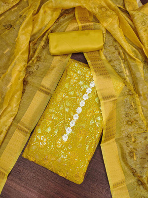 Blissta Cotton Silk Embroidered Salwar Suit Material
