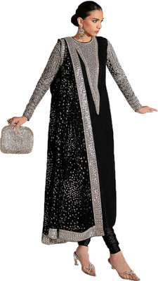 SHAFNUFAB Georgette Embroidered Salwar Suit Material