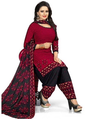 S Creation Crepe Printed Salwar Suit Material